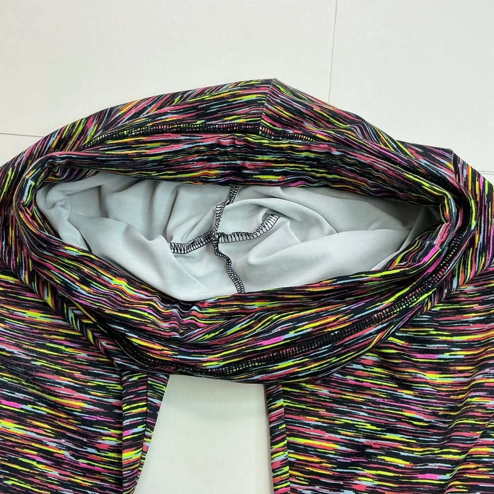 Justice Multicolor Active Leggings Kids Size 12 Space Dye Neon Striped 172044